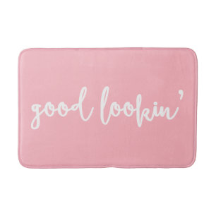 Pink Good Lookin' Modern Calligraphy Bath Mat