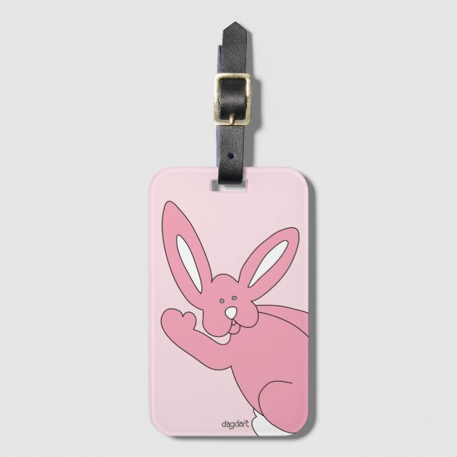 Pink Goodbye Bunny Luggage Tag (Front Vertical)