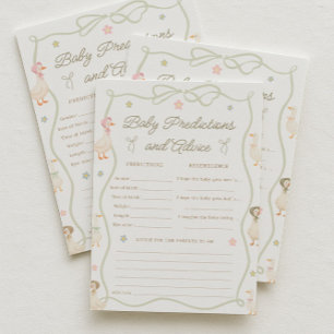 Pink Goose Baby Shower Baby Predictions Game Card