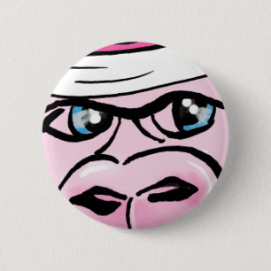 Pink Gorilla with Sweatband 6 Cm Round Badge