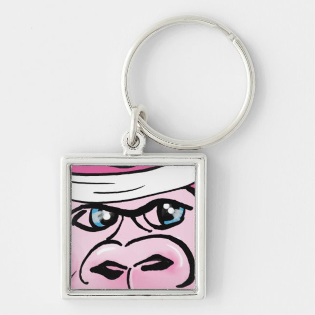 Pink Gorilla with Sweatband Key Ring (Front)