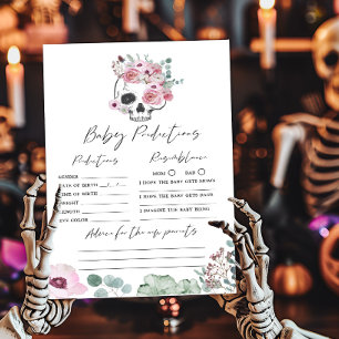 Pink Gothic Floral Skull Baby Predictions Game