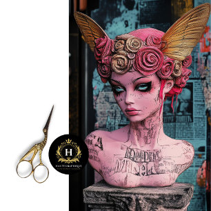 Pink Gothic Gargoyle Statue Decoupage Tissue Paper