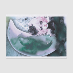 Pink Gothic Girl with the Moon Decoupage Paper