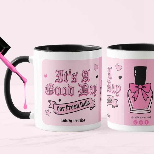 Pink Gothic Lettering Nail Tech Mug (Pink Gothic Lettering Nail Tech Mug)