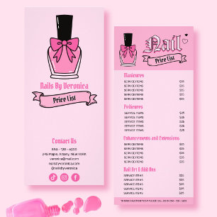 Pink Gothic Nail Technician Price List Menu Card