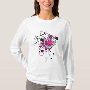 pink gothic skull and anchor vector art design T-Shirt