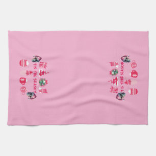 Pink Gothic Skull Christmas Dish Towel