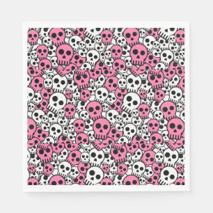 Pink Gothic Skull Pattern Print Napkin