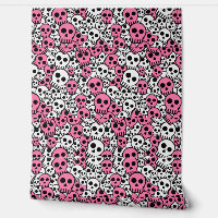Pink Gothic Skull Pattern Print