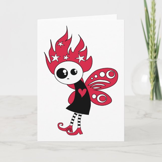 Pink Gothic Xmas Fairy Holiday Card (Front)