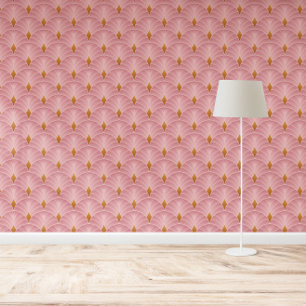 Pink Gradient Art Deco Pattern Geometric Design Wallpaper