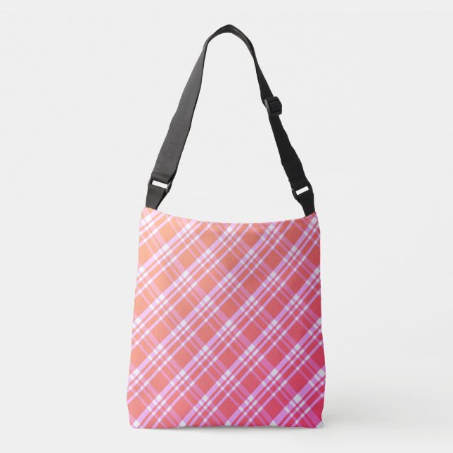 Pink Gradient Big Plaid Crossbody Bag (Front)