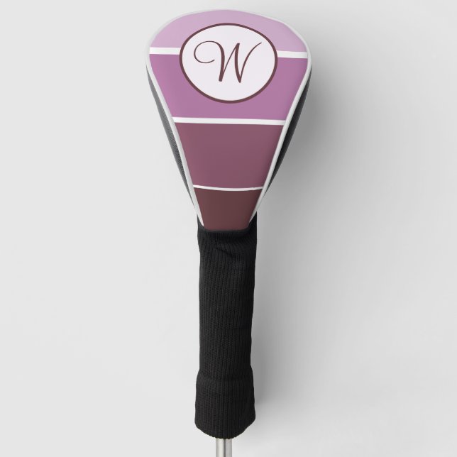 Pink Gradient Block Modern Monogram Golf Head Cover (Front)