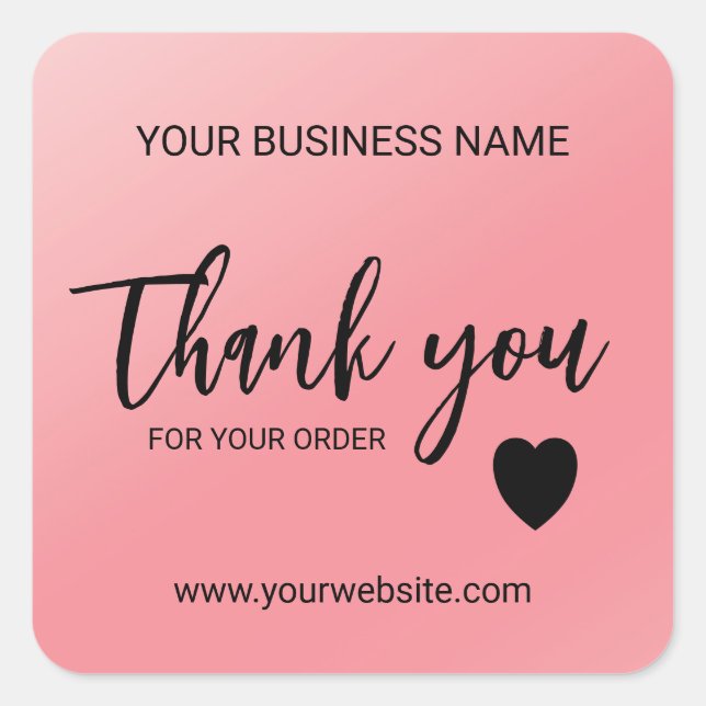 Pink Gradient Business Thank You  Square Sticker (Front)