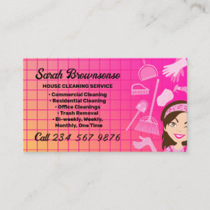 Pink Gradient Cleaning Service Janitorial Business Card