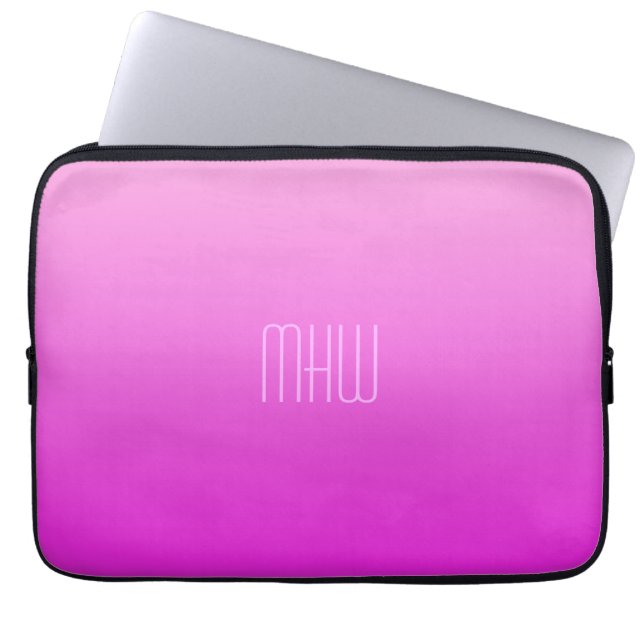 Pink Gradient custom monogram laptop sleeves (Front)