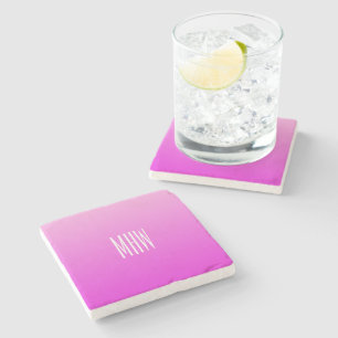 Pink Gradient custom monogram stone coasters
