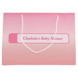 Pink Gradient Cute Baby Shower Large Gift Bag