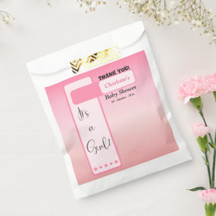 Pink Gradient Cute Eyeball Text Baby Shower Favour Bags