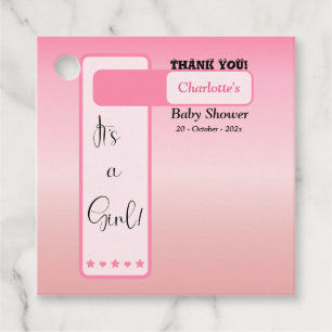 Pink Gradient Cute Eyeball Text Baby Shower Favour Tags