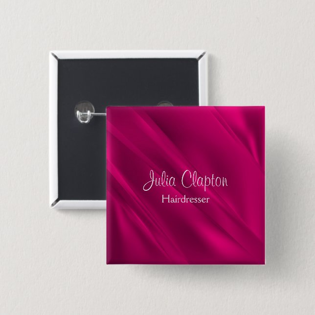 Pink gradient diagonal lines 15 cm square badge (Front & Back)