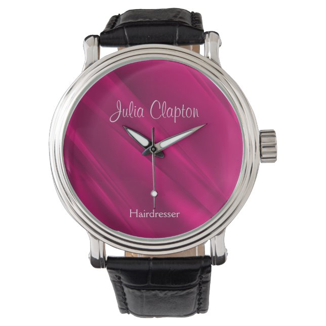 Pink gradient diagonal lines watch (Front)