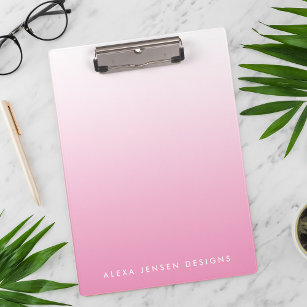 Pink Gradient Ombre Personalised Clipboard