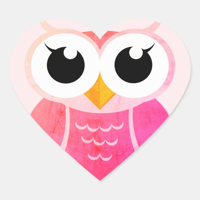 "Pink Gradient OWL" Heart Sticker (Front)