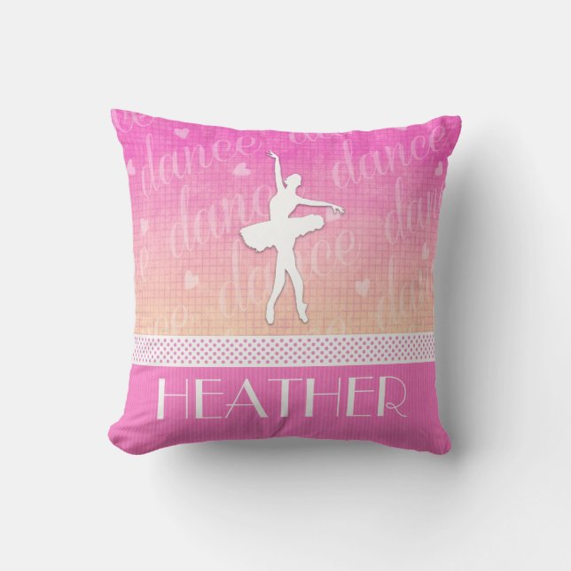 Pink Gradient Passionate Dancer with Hearts Cushion (Front)