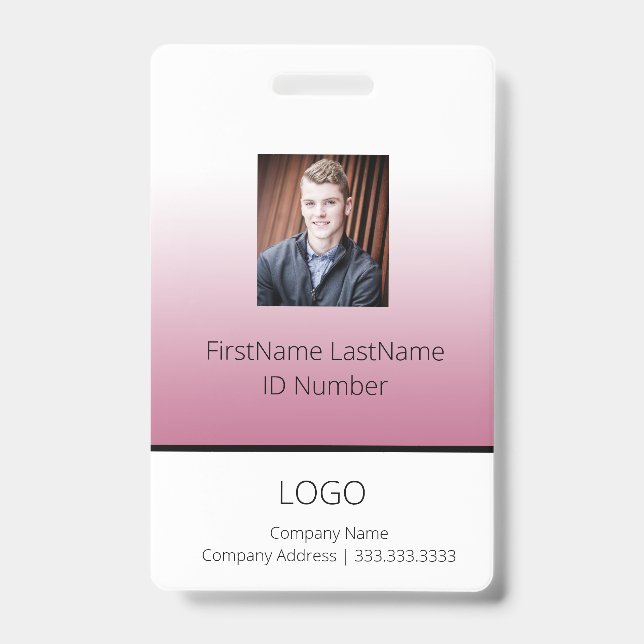 Pink Gradient Professional Employee ID Badge (Front)