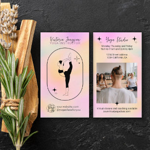 Pink gradient star Yoga instructor studio teacher  Business Card