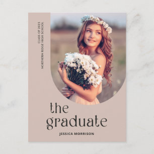 Pink Graduate Minimalist Type Photo Graduation Postcard