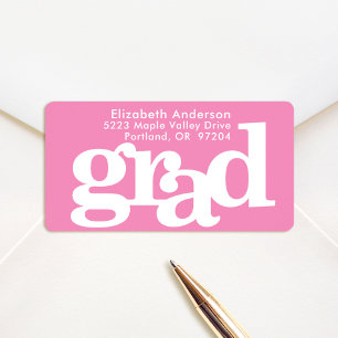 Pink graduation bold modern typography address label
