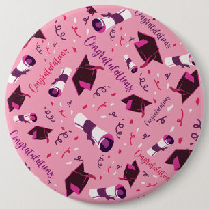 Pink Graduation Congratulations 6 Cm Round Badge