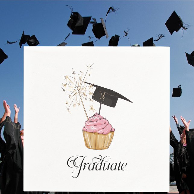 Pink Graduation Cupcake Graduate Napkin (Creator Uploaded)