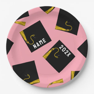 Pink Graduation Party Paper Plates