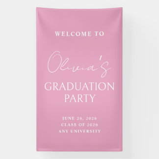 Pink, graduation party welcome sign