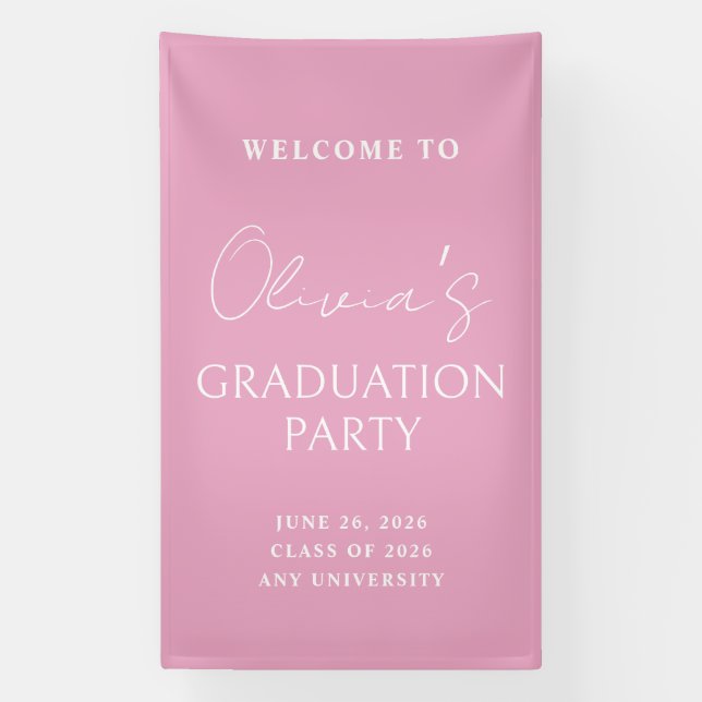 Pink, graduation party welcome sign (Vertical)