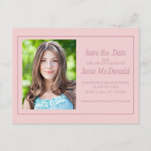 Pink Graduation Save the Date Announcement Postcard