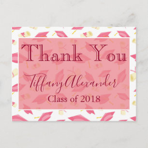 Pink Graduation Thank You Postcard