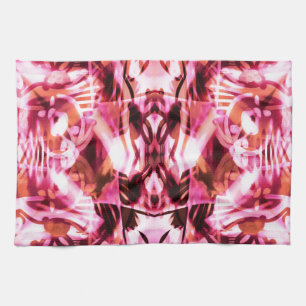Pink graffiti pattern tea towel