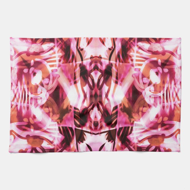 Pink graffiti pattern tea towel (Horizontal)