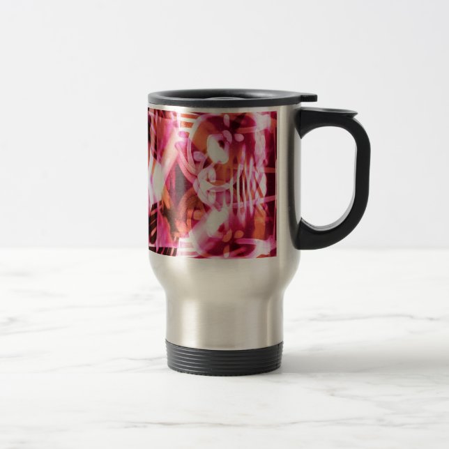 Pink graffiti pattern travel mug (Right)