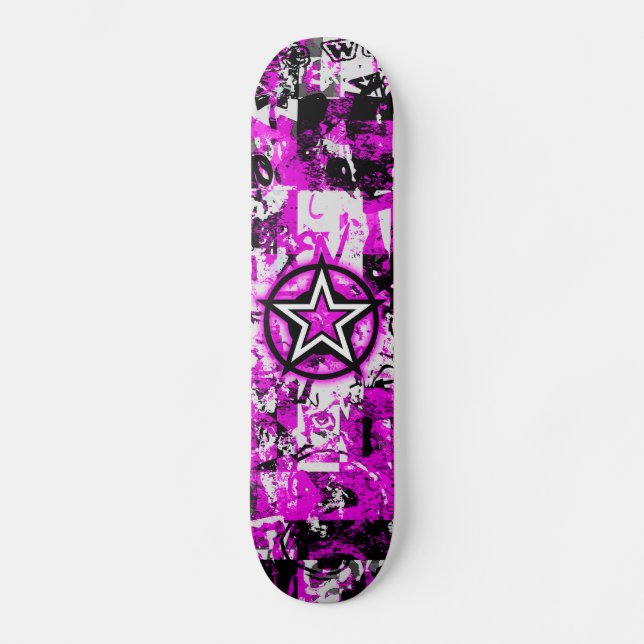 Pink Graffiti Star Skateboard (Front)
