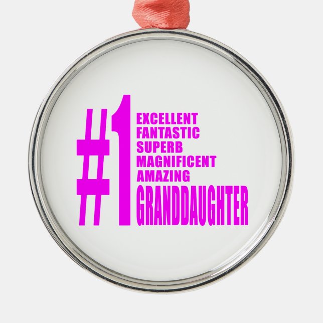 Pink Granddaughters : Number One Granddaughter Metal Tree Decoration (Front)