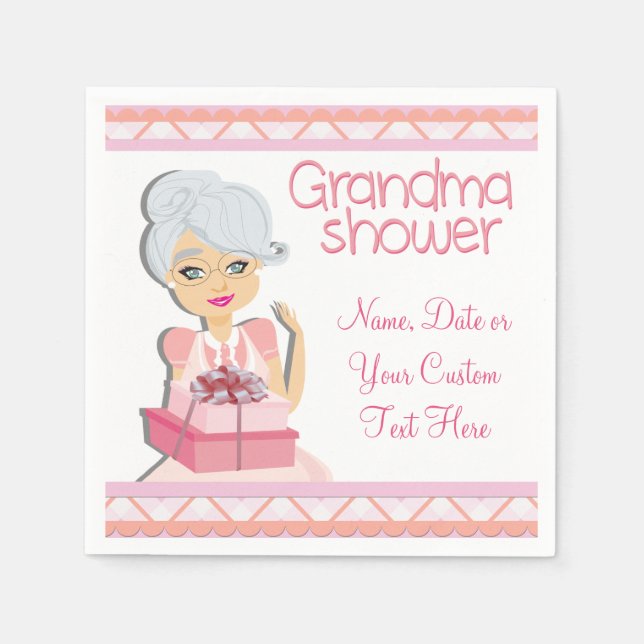 Pink Grandma Baby Shower Party Napkins (Front)