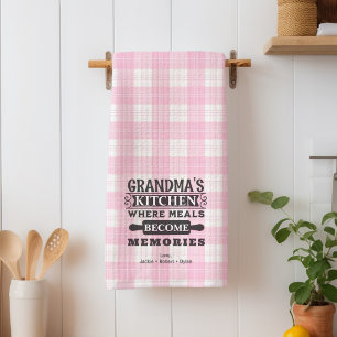 Pink Grandma Meals Become Memories Kitchen Towels