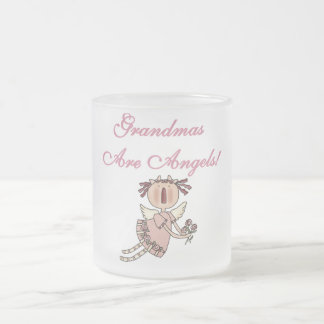Pink Grandmas Are Angels Tshirts and Gifts Frosted Glass Coffee Mug
