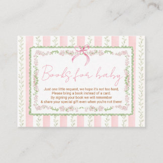 Pink Grandmillenial Books for Baby Stripe Floral Enclosure Card